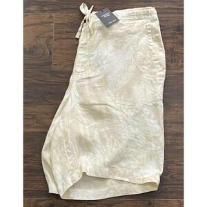 Club Room Luxury Men's XL Floral Linen Shorts Khaki Combo 4-Pocket NEW
